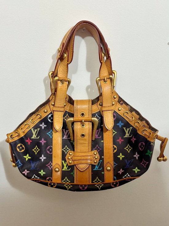 Louis Vuitton Handbags - Louis Vuitton Black Multicolor Monogram Canvas Shoulder Bag with Tan Trim